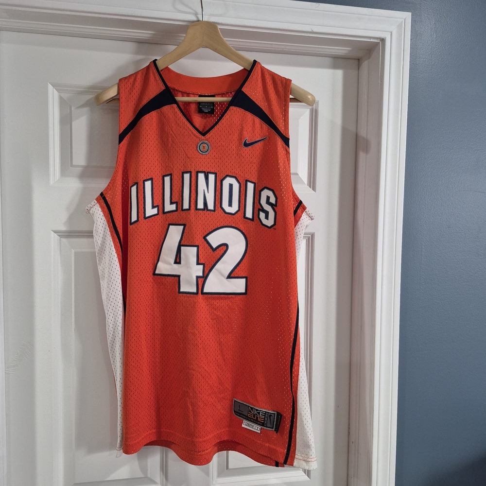 Vtg Illinois Fighting‎ Illini Jersey Mens Large #42 Brian Randle Nike Elite Y2K
